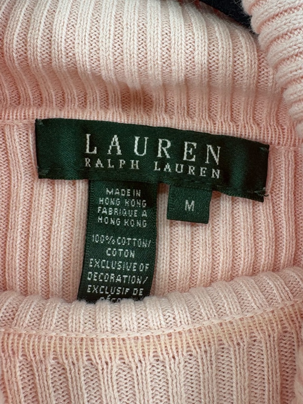 Lauren Ralph Lauren light pink turtleneck ribbed sweater - Picture 3 of 3